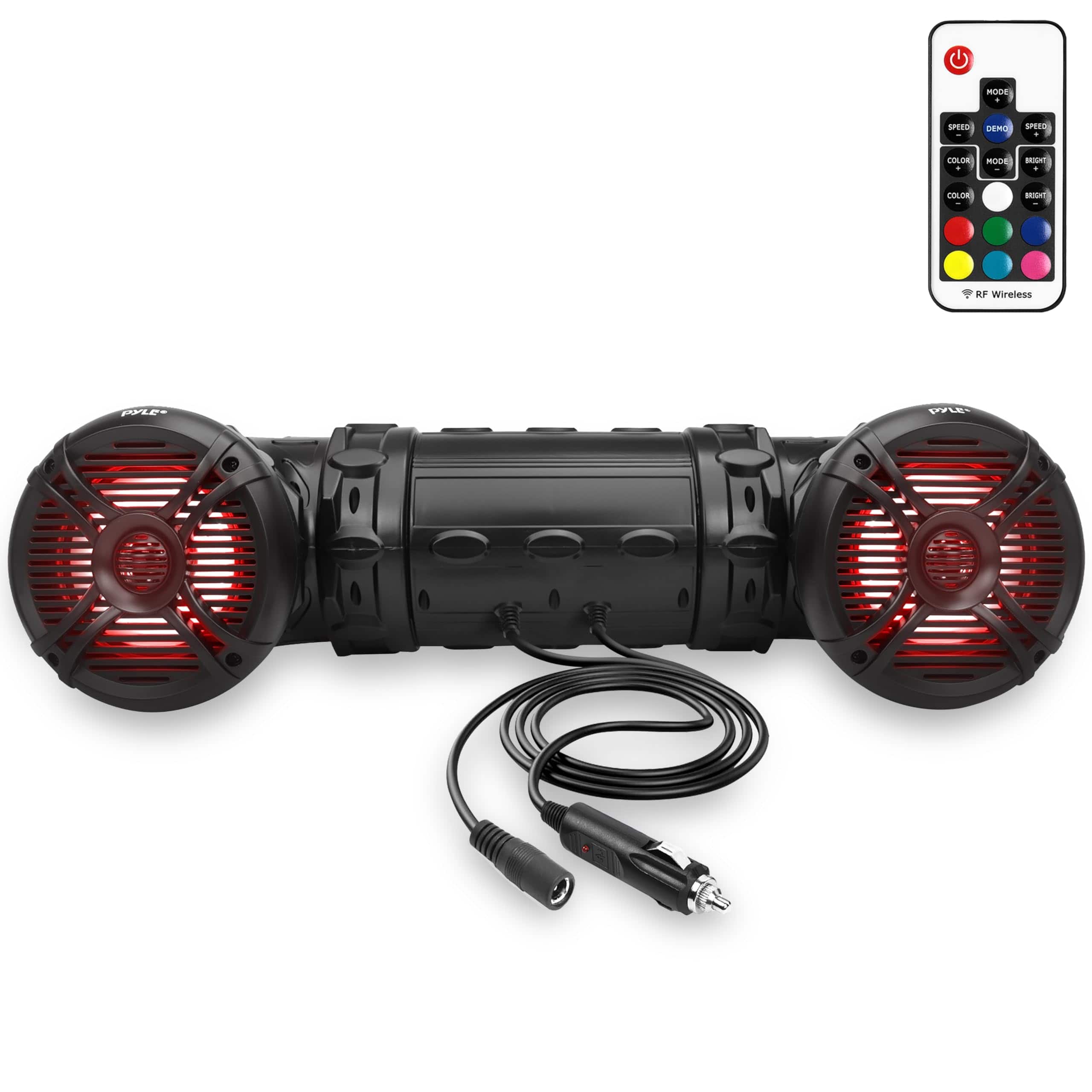 Pyle - PLATV65BT Bluetooth Speakers, 800W 6.5” Waterproof Marine Speakers with LED Lights for Outdoor Use