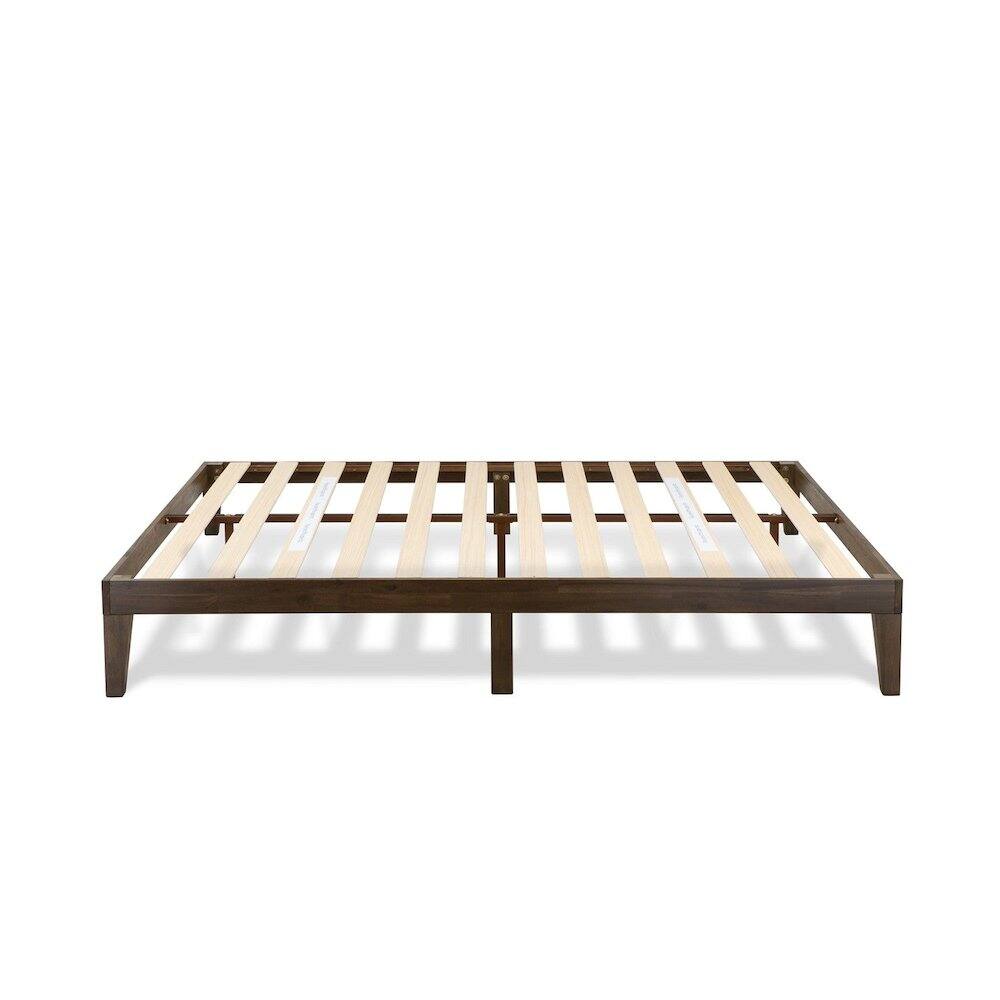 Angle. East West Furniture - Queen Platform Bed Frame with 4 Legs and 2 Extra Center Legs - Walnut Finish - Walnut.