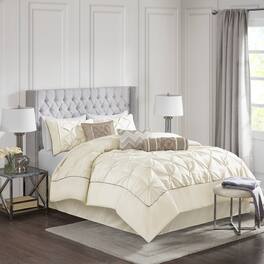 Aukfa - 7 Piece Tufted Comforter Set King - Ivory
