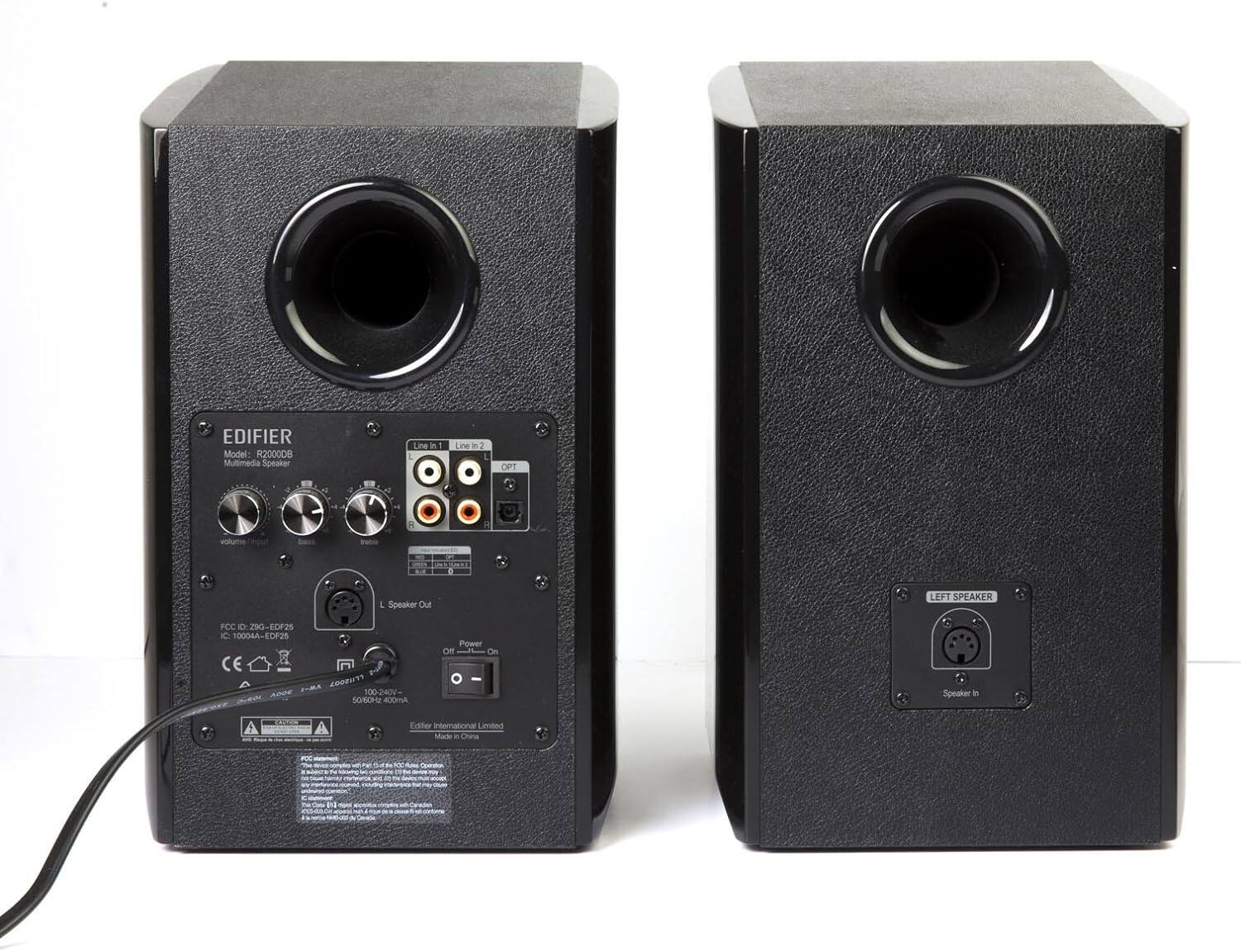 Edifier Model R2000DB Multimedia Speaker Line-In Line-Out Left Speaker FCC DD 290-802 IC 10004A-EDF25 Power of 100-240V RCH 400mA Speaker.