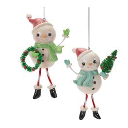 BreeBe - Nostalgic Snowman Ornament (Set of 12) - White, Red, Green