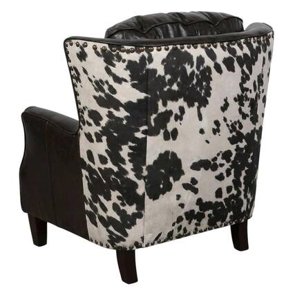 Front. Porter Designs - Wrangler Leather-look & Cow Pattern Accent Chair - Brown.