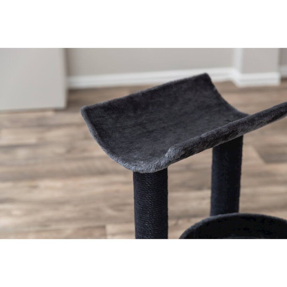 Alt View 2. TRIXIE - Isaba Plush 2-Level Cat Tree with Sisal Scratching Posts, 2 Perch - Black/Gray.