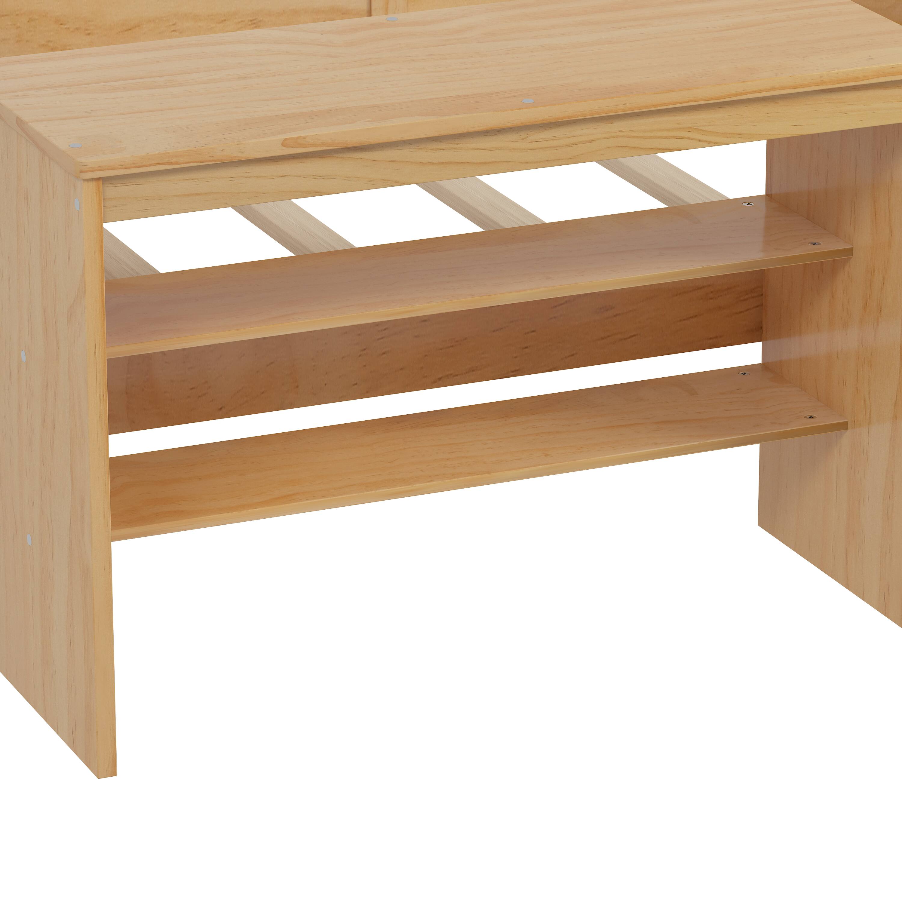 Alt View 6. Tiramisubest - Twin Size Daybed with Storage Shelves and Lockers, Multi-functional Bed with Study Desk and Matching Stool, Natural - Natural.