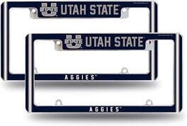 Rico Industries - Utah State NCAA Aggies (Set of 2) Chrome Metal License Plate Frames with Bold Full Frame Design - Multi