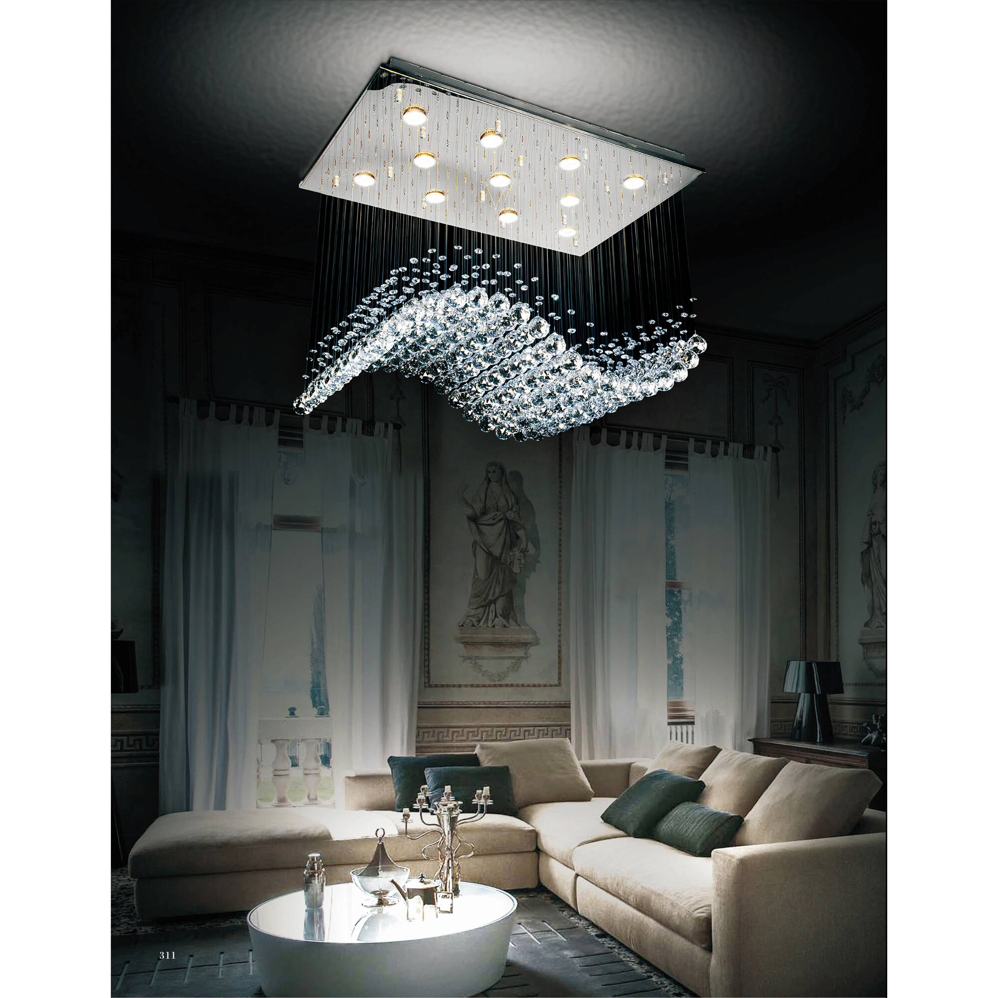 Angle. CWI Lighting - Twinkle 11 Light Flush Mount With Chrome Finish - Chrome.