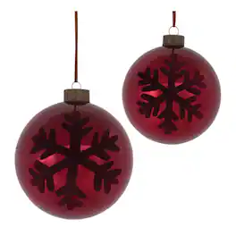 BreeBe - Snowflake Ball Ornament (Set of 6) - Red