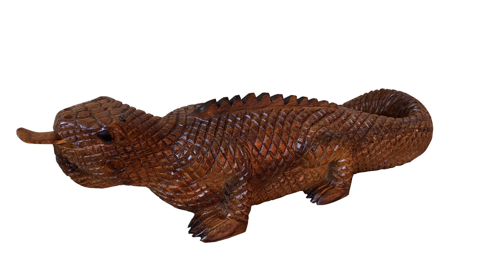 Dart - Teak/ Mahogany Iguana Statue Medium - Natural