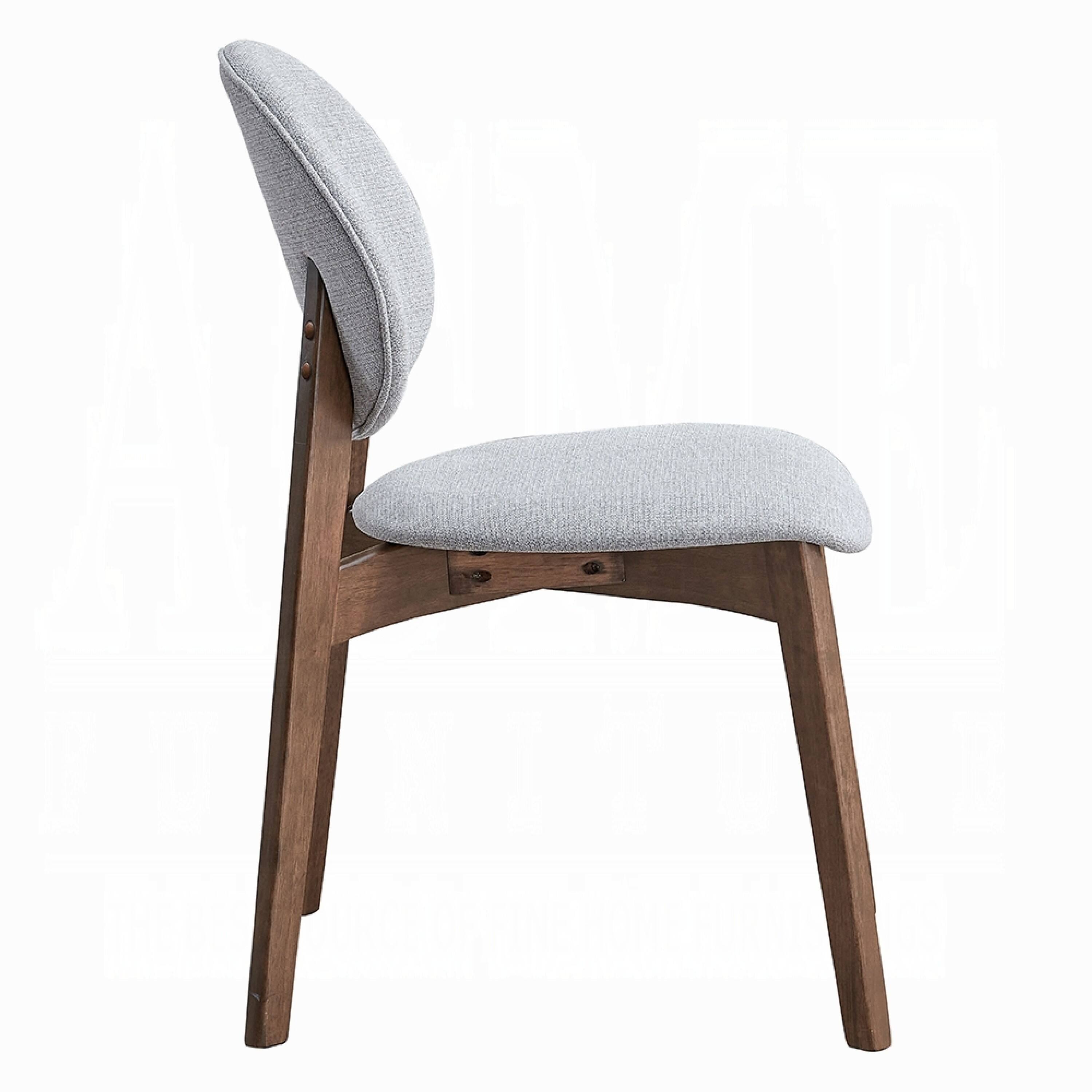 Alt View 3. Manhattan Lane - Hamza Side Dining Chair Set of 2, Light Gray Linen - Gray, Walnut Brown.