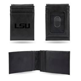 Rico Industries - LSU Tigers Laser Engraved Black Front Pocket Wallet / Money Clip - Multi