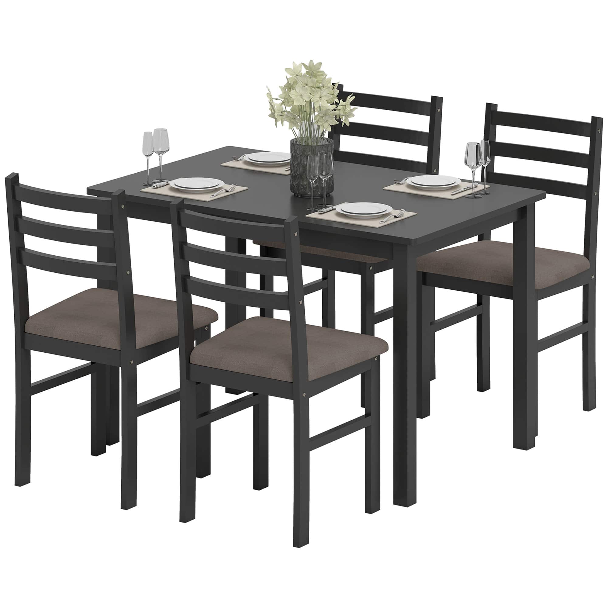 Homcom - Small Kitchen Table Set for 4 - Black