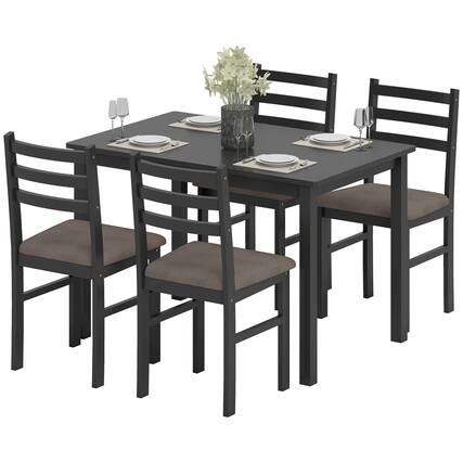 Front. Homcom - Small Kitchen Table Set for 4 - Black.