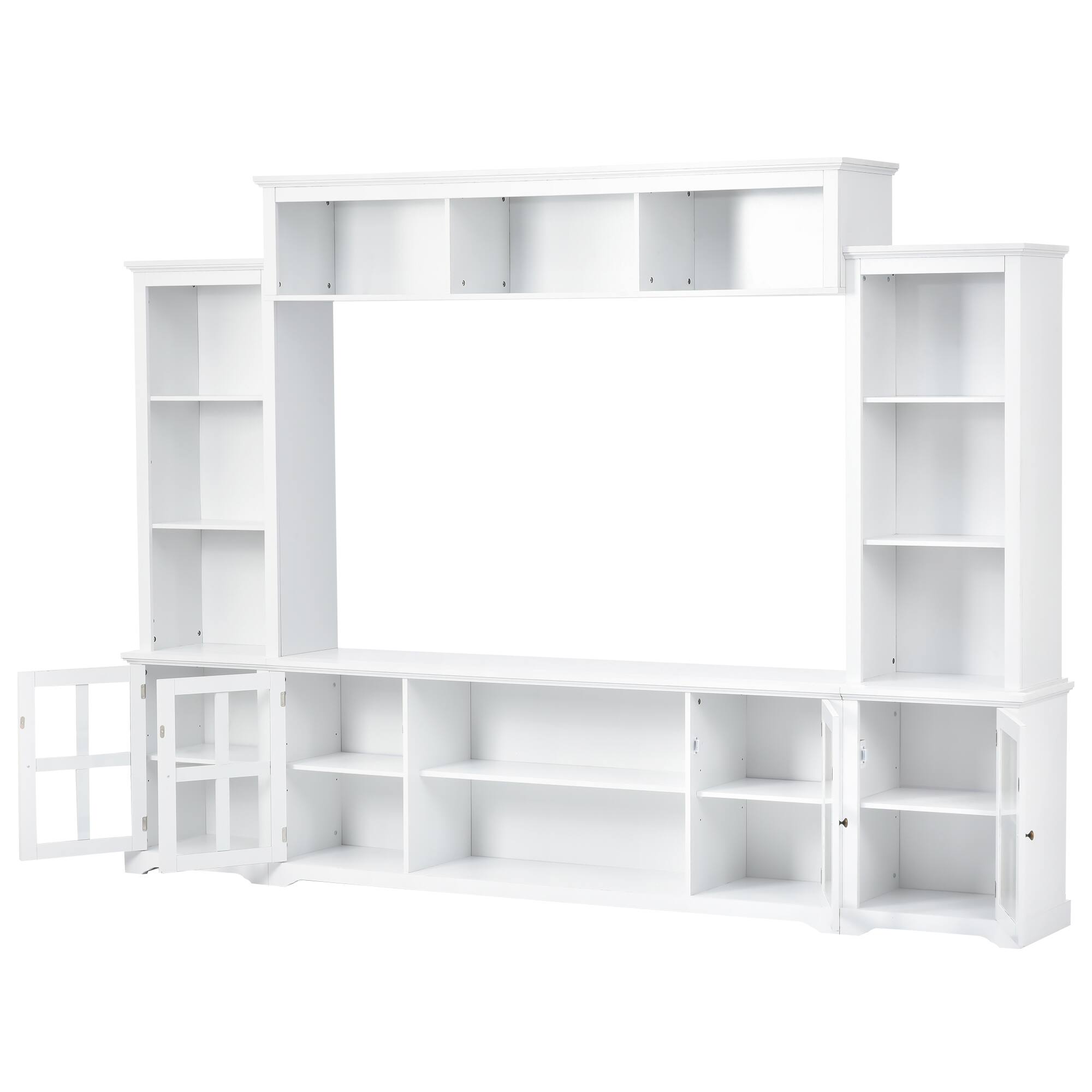 Alt View 6. APRILSOUL - Minimalism Entertainment Wall Unit TV Console for TVs Up to 70 Tempered Glass White - White.