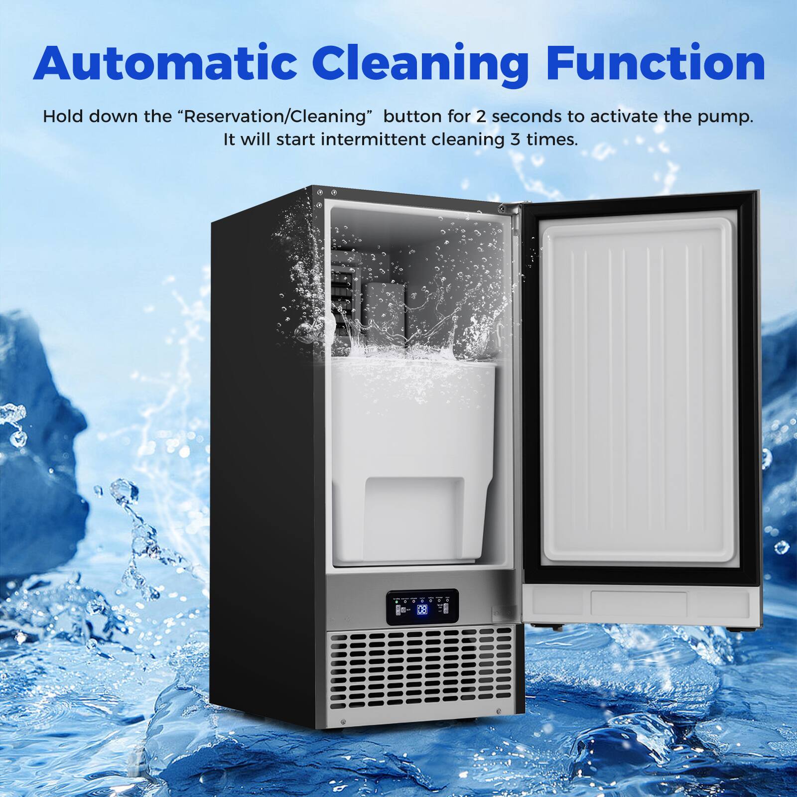 Automatic Cleaning Function  
Hold down the "Reservation/Cleaning" button for 2 seconds to activate the pump.  
It will start intermittent cleaning 3 times.