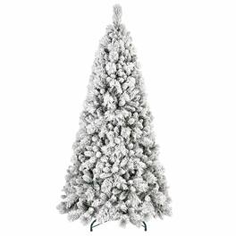 RYHNUYNE - 6FT Flocked Christmas Tree, 752 Snowy PVC Hard Needle Branches Hinged Design Easy Setup Stable Metal Stand - Green,White