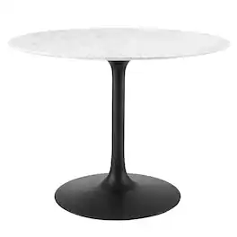 Lippa 40" Round Faux Marble Dining Table by Modway - Black White