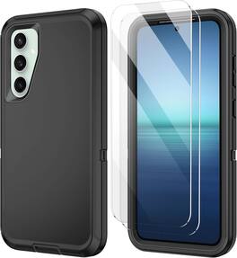 Entronix - Complete Protection Bundle for Samsung Galaxy S25 Plus - Heavy Duty Case & 2 Screen Protectors - Black