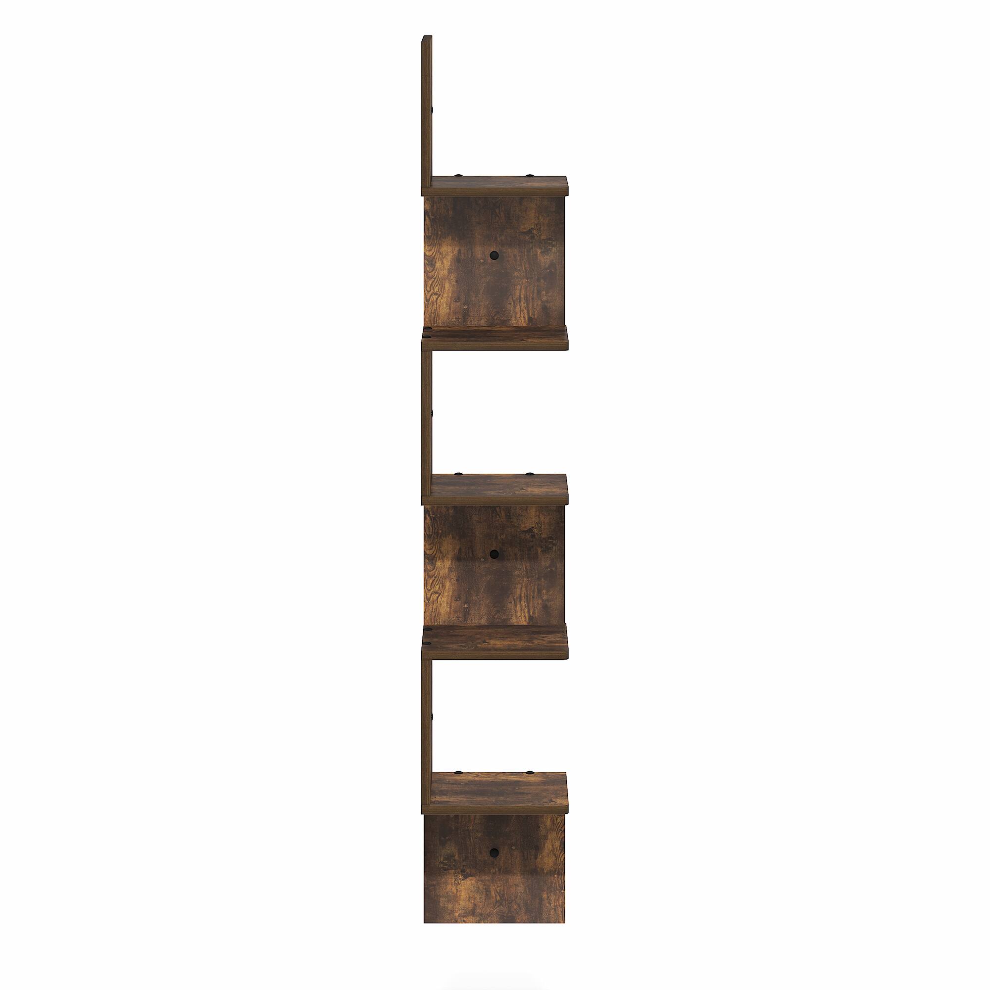 Alt View 5. Furinno - ROSSI Corner Floating Shelves for Wall, Corner Square Wall Shelf, S-shape Radial Floating Book Shelf, Easy Assembly - Amber Pine.
