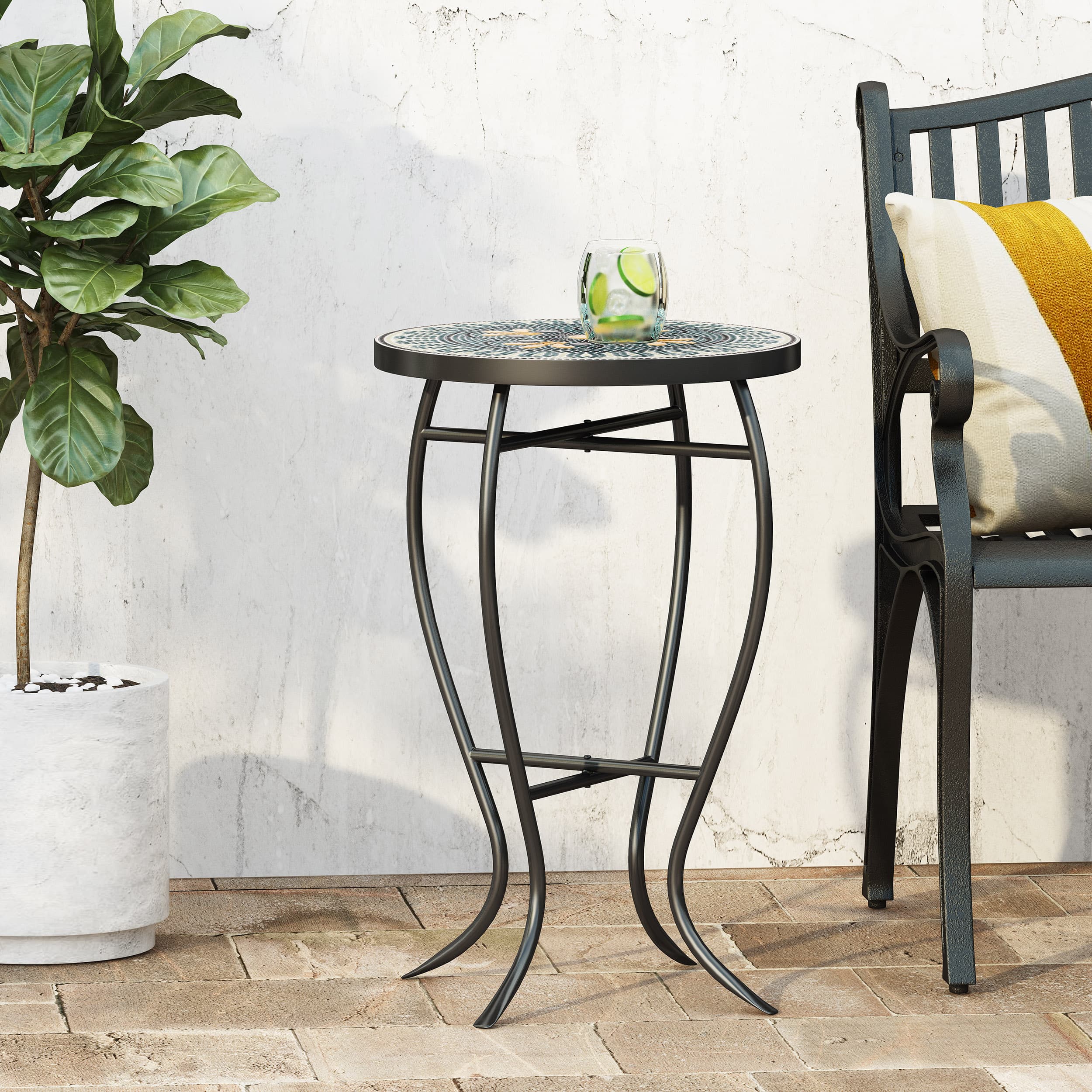 APRILSOUL - BLOOMFIELD SIDE TABLE - Teal+Yellow