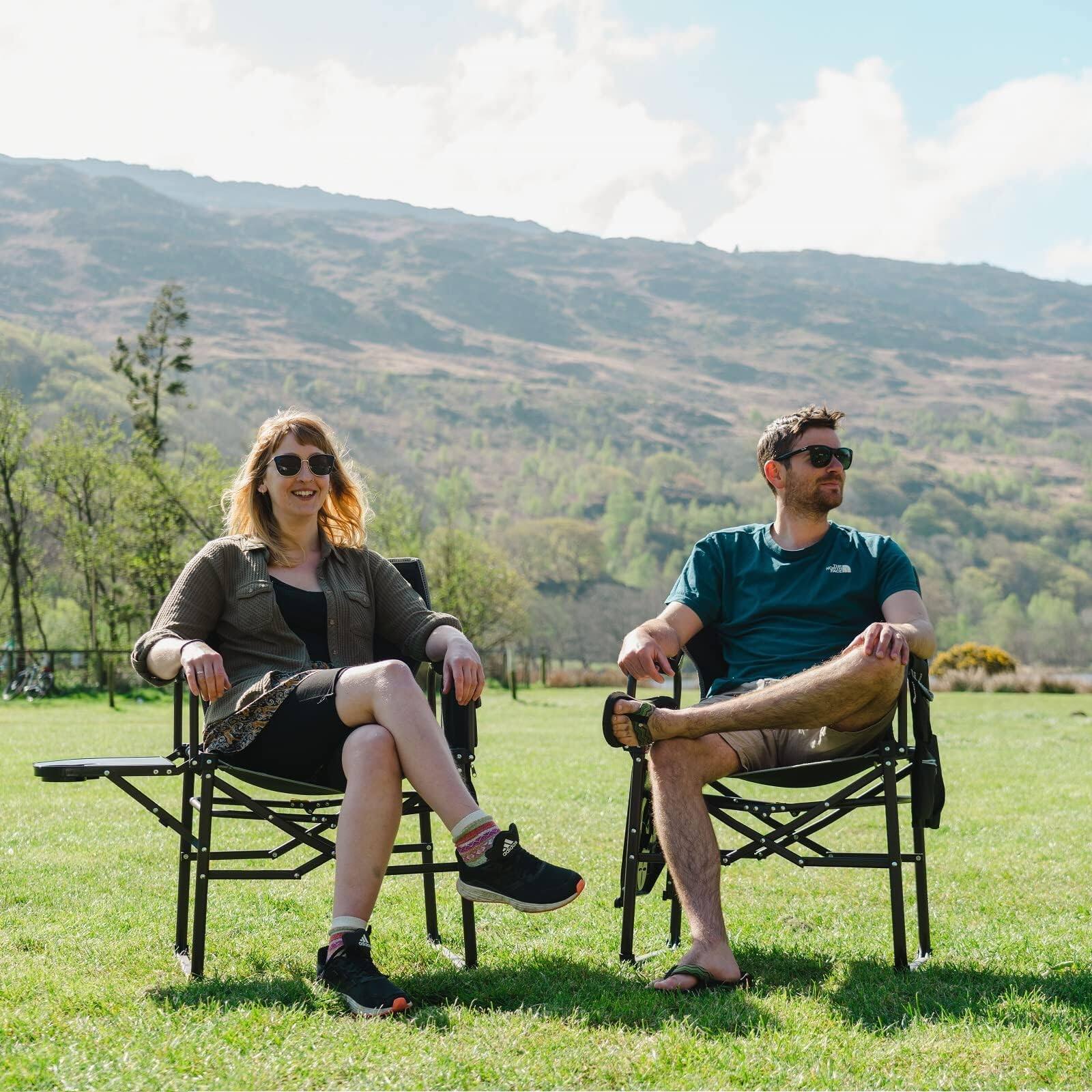 Alt View 2. JETRANSPORT - Camping Directors Chair Heavy Duty Oversized Portable Folding With Side Table Pocket For Beach Fishing - Red.