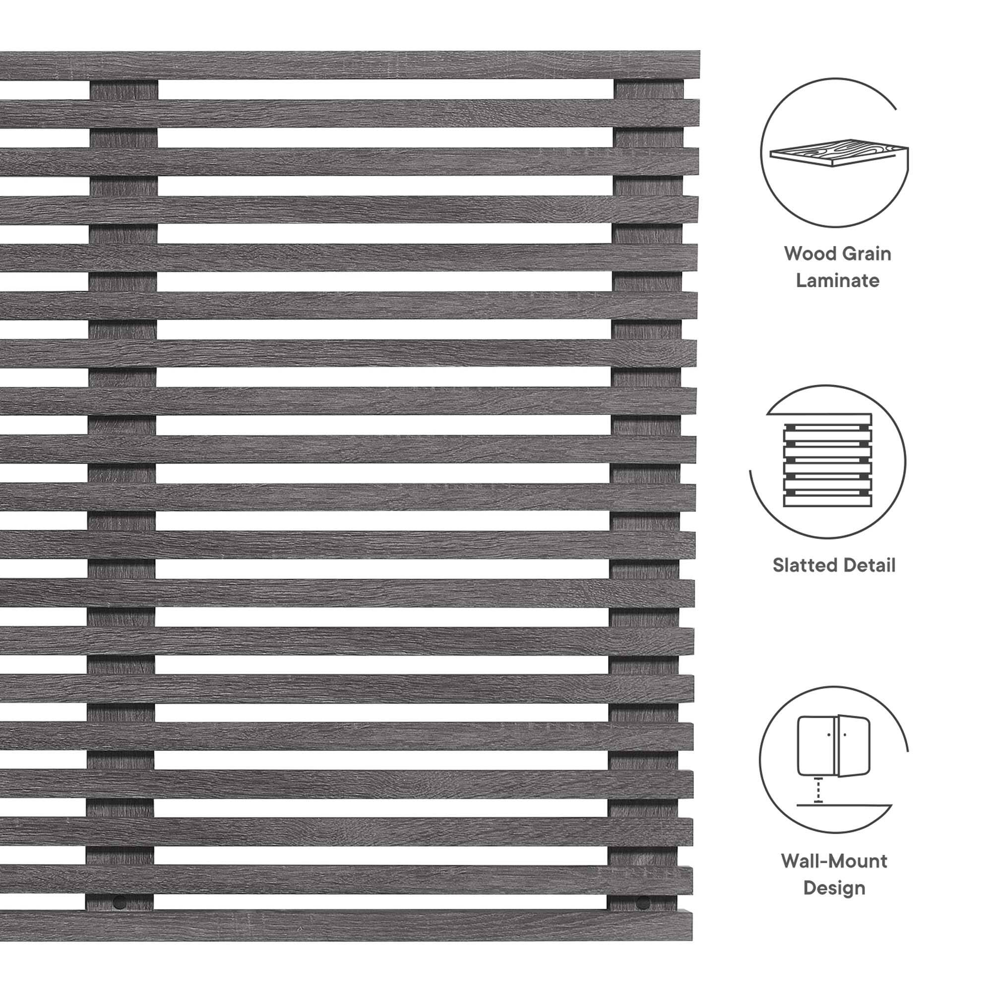 Wood Grain Laminate Slatted Detail Wall-Mount Design