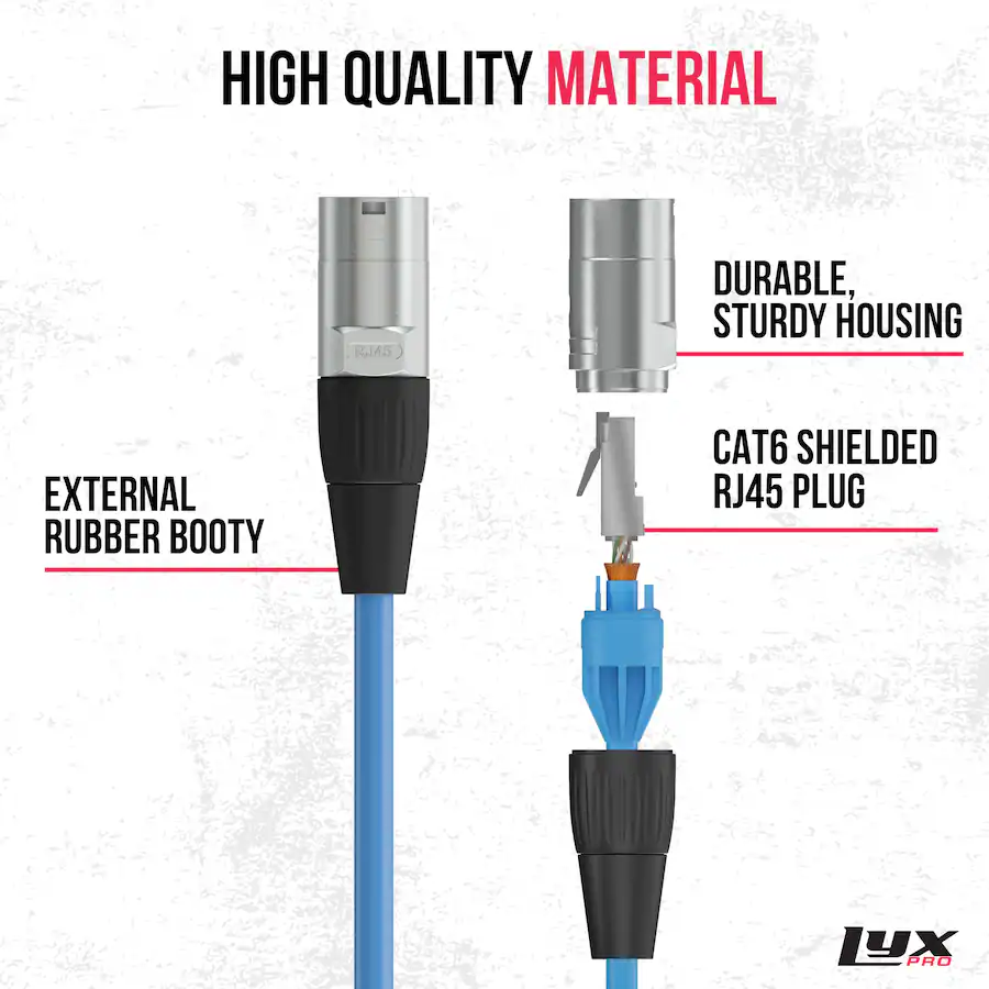 Lyxpro Shielded Cat6 Cable, RJ45 Ethercon Cable Male to Male, 250 feet ...