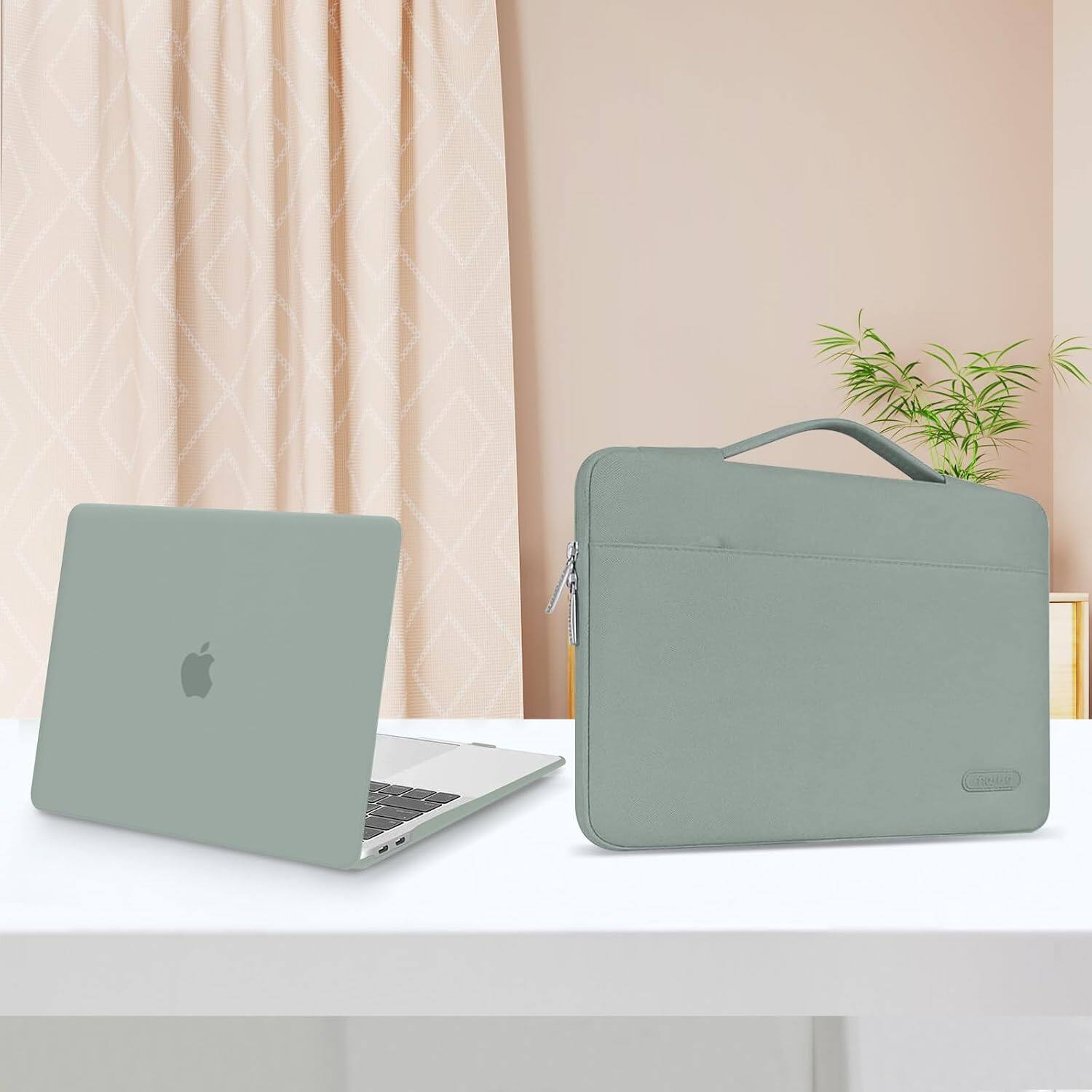 Alt View 2. mosiso - 5in1 Kit for MacBook Air 13-Inch M5 M4 M3 M2 2022-2026, Hard Shell&Sleeve Bag&Keyboard Skin&Webcam Cover&Screen Film - Antique Green.