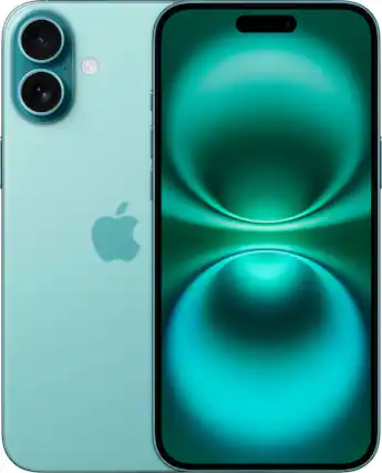 Front. Apple - iPhone 16 Plus A3082 (Fully Unlocked) 128GB - Teal.