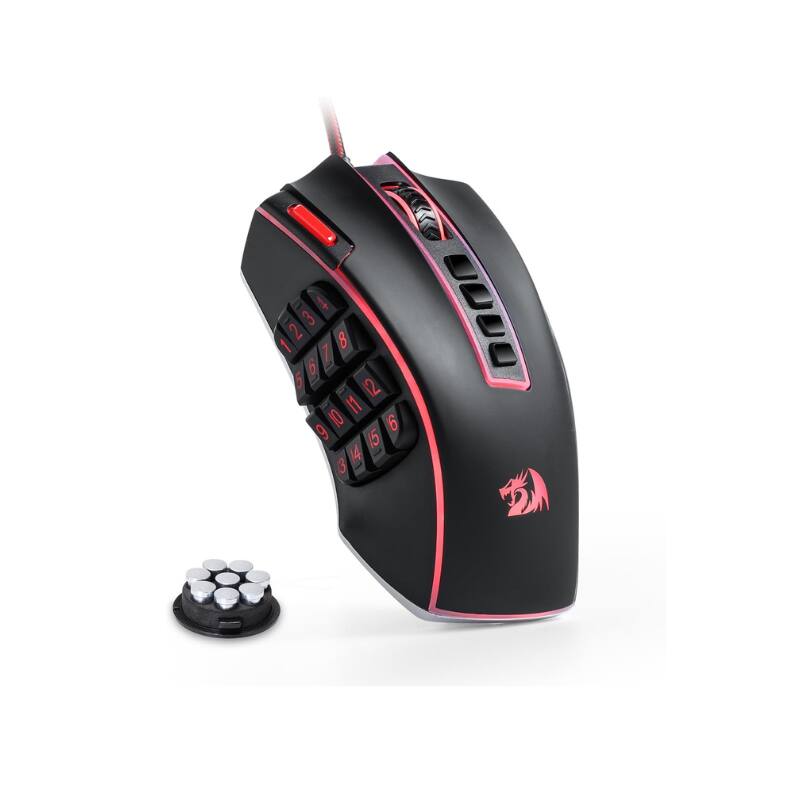 Front. REDRAGON - M990 Wired RGB MMO Gaming Mouse 32000 DPI Remapping Keys - Black.
