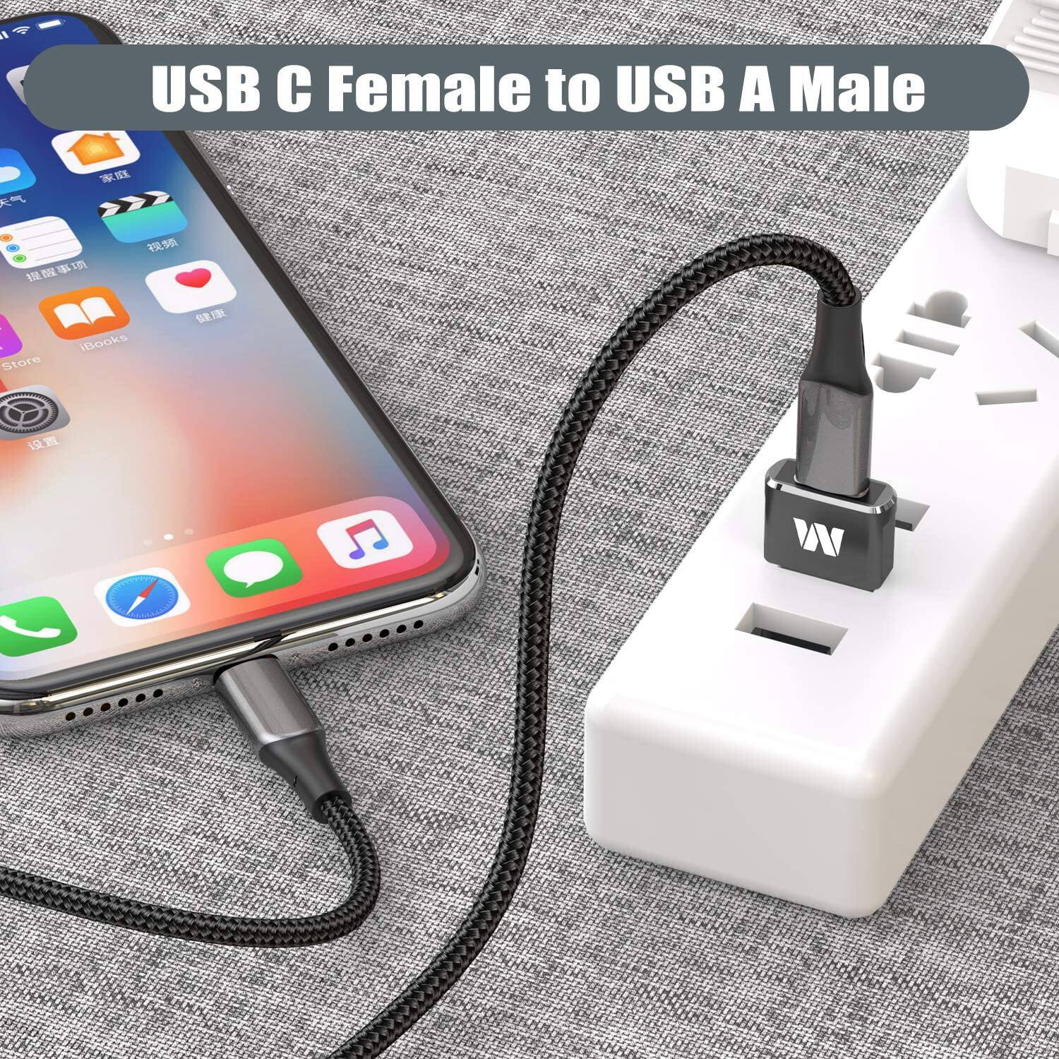 USB C Female to USB A Male