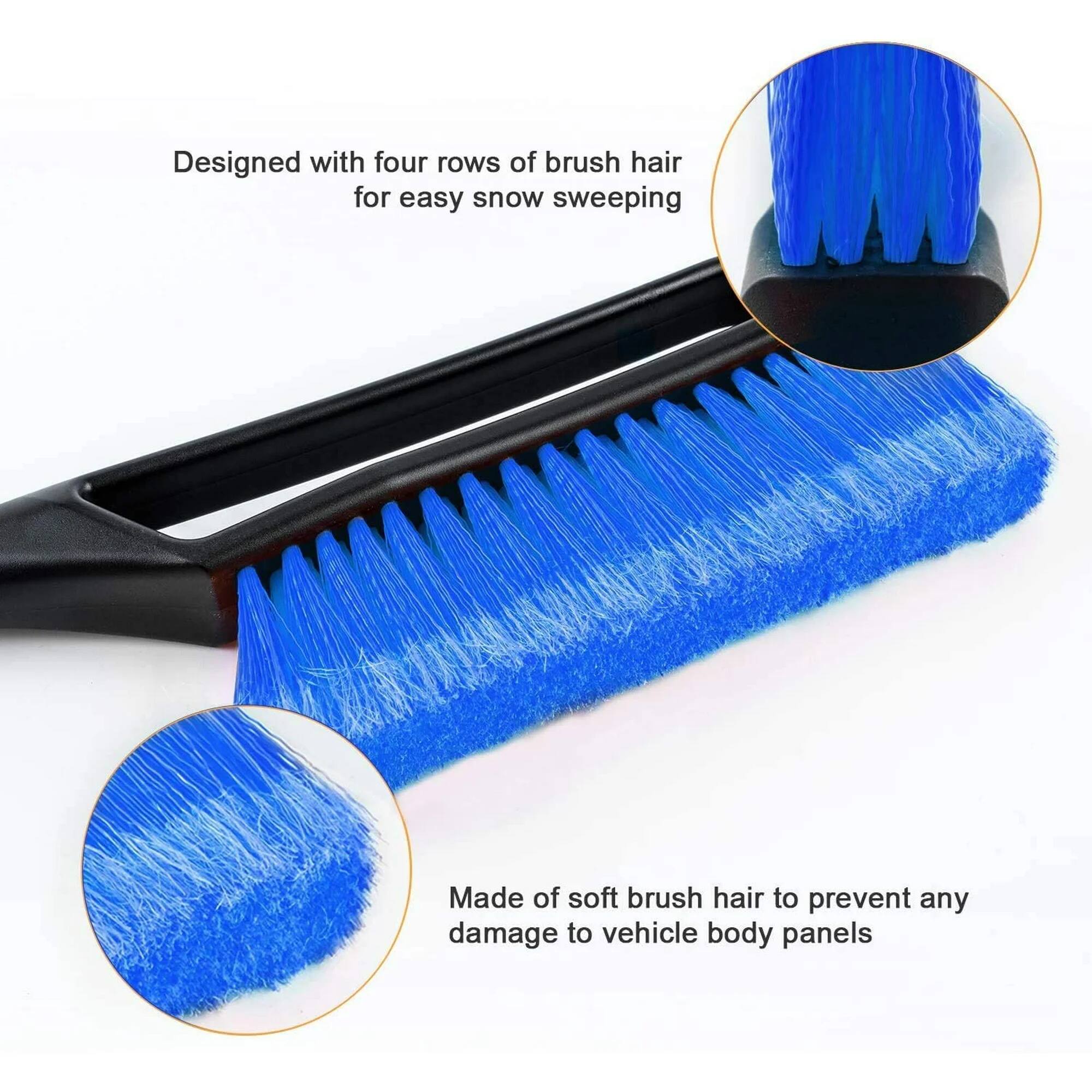 Designed with four rows of brush hair for easy snow sweeping.

Made of soft brush hair to prevent any damage to vehicle body panels.