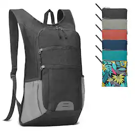 Unique Bargains - 20L Lightweight Hiking Daypack Foldable Travel Packable Backpack for Men Women for Cycling Camping Outdoor - Black