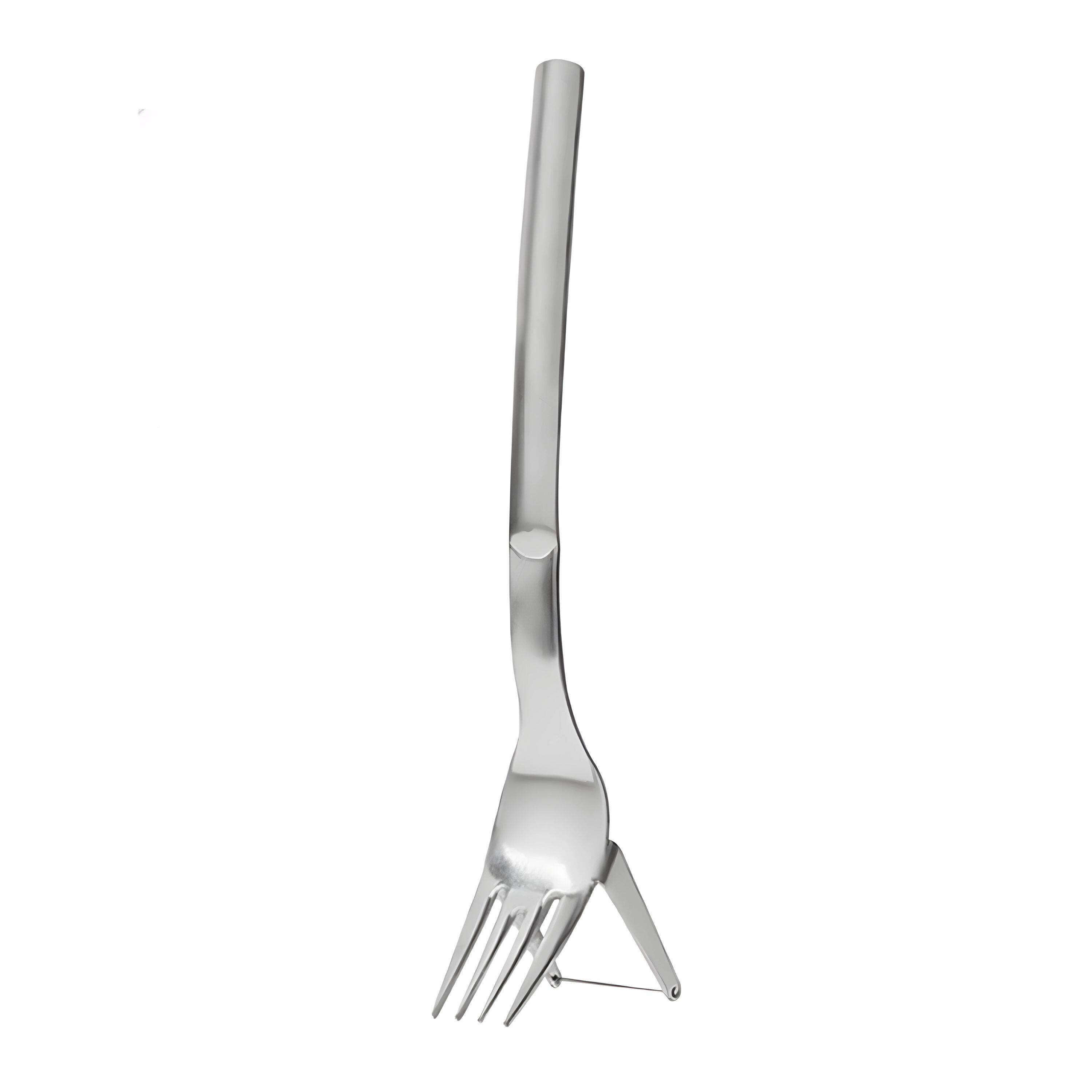 Front. Kitcheniva - 2‑in‑1 Stainless Steel Watermelon Slicer & Carving Fork Tool - Silver.