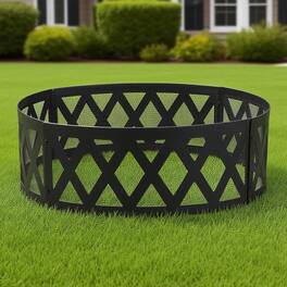 Bestier - 36” Diamond Fire Ring, Round Outdoor Fire Pit Ring with Spark Guard, Steel, Black Finish