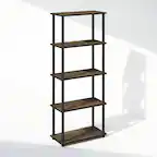 Front. Furinno - Turn-N-Tube 5-Tier Multipurpose Compact Display Rack, Shelving Unit, Bookcase - Columbia Walnut/Black.