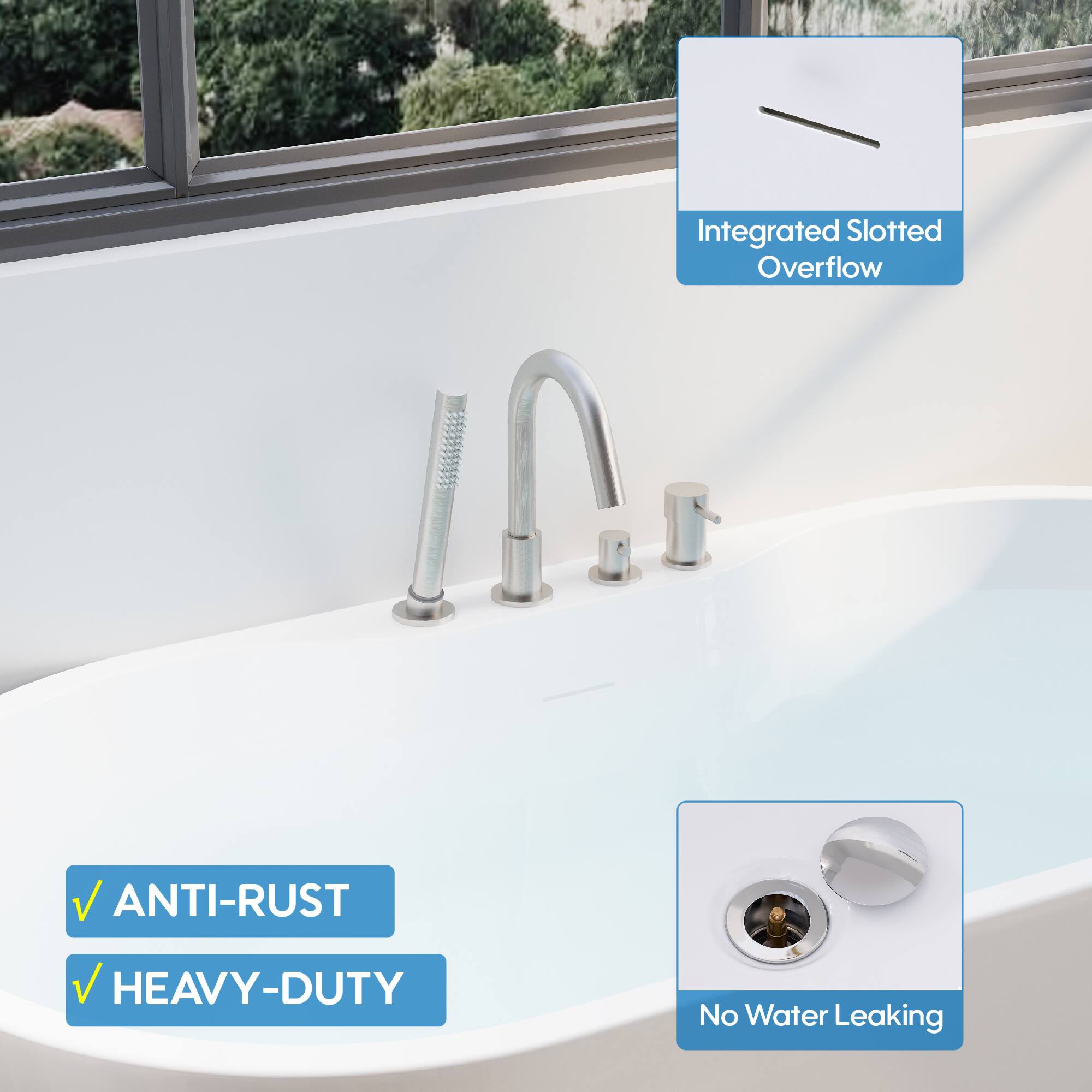 Integrated Slotted Overflow IA.  
ANTI-RUST  
HEAVY-DUTY  
No Water Leaking