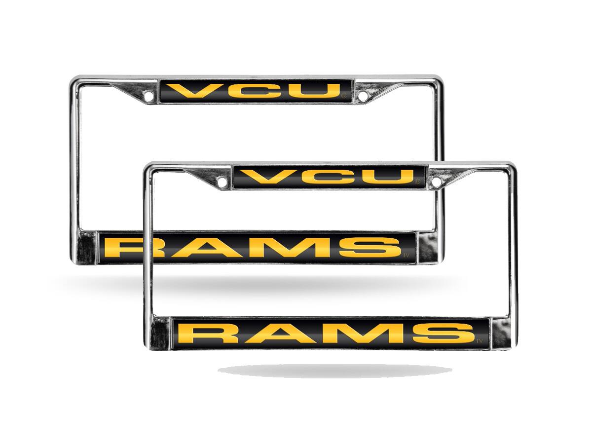 Virginia Commonwealth VCU Rams Chrome Metal Laser License Plate Frame - Set of 2
