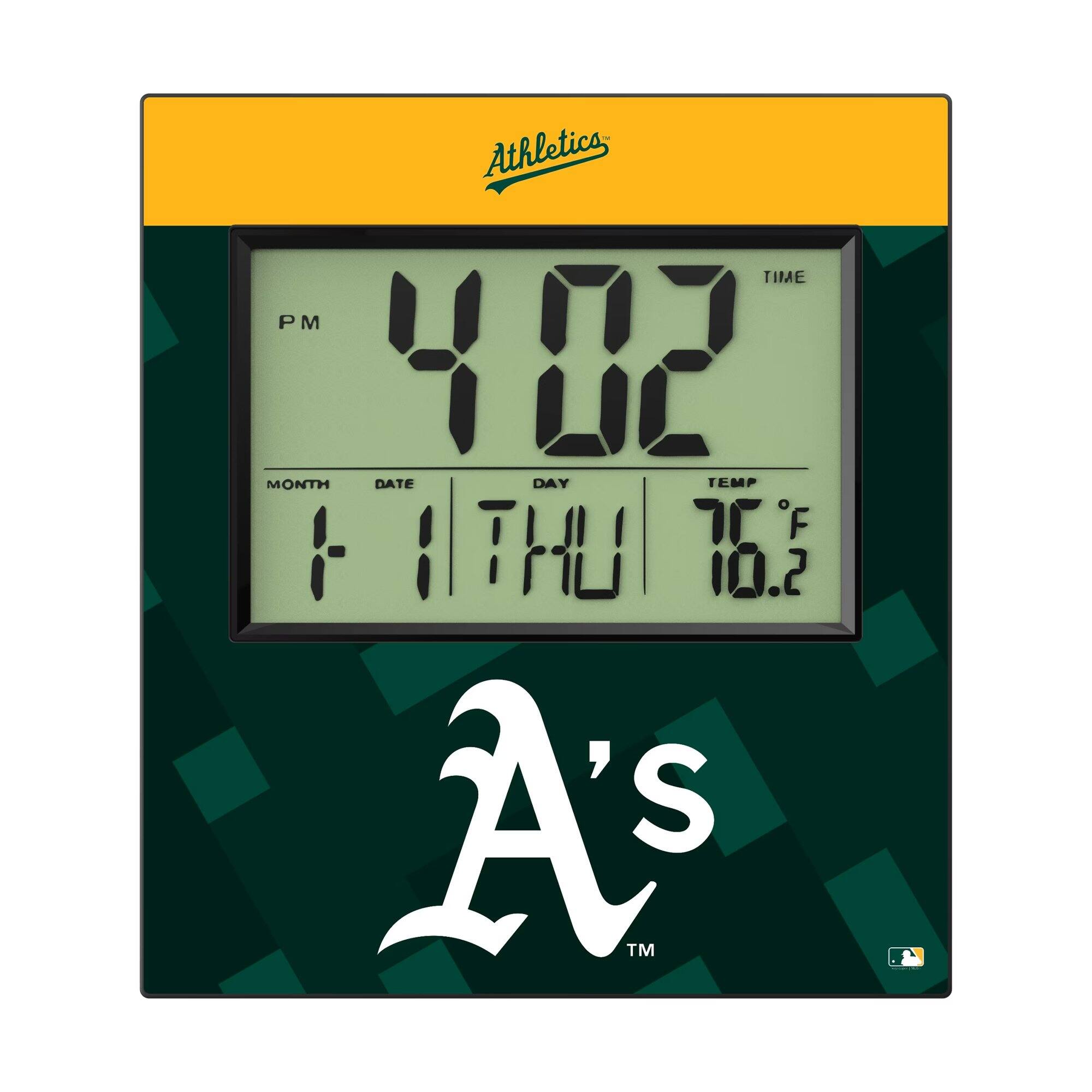 Athletics TIME PM 4:02 MONTH DATE DAY TEMP F 1 11 THU 16.2 A's TM