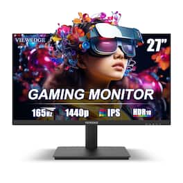 Viewedge - 27" QHD Gaming Monitor with 165Hz/144Hz IPS, HDR10, 1ms, 120% sRGB. 2x HDMI & 1x DP ports - Black