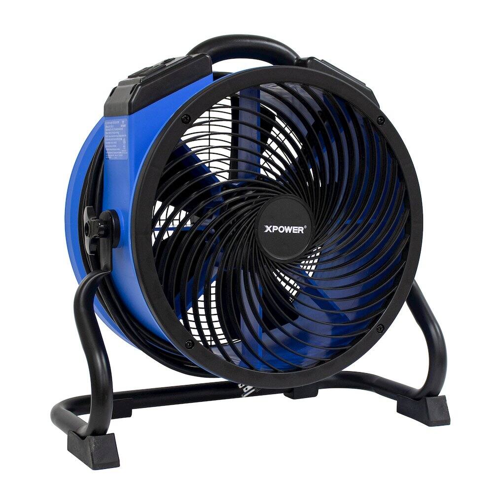 Left. XPOWER - 4 Speed Industrial Axial Air Mover, Blower, Fan - Blue.