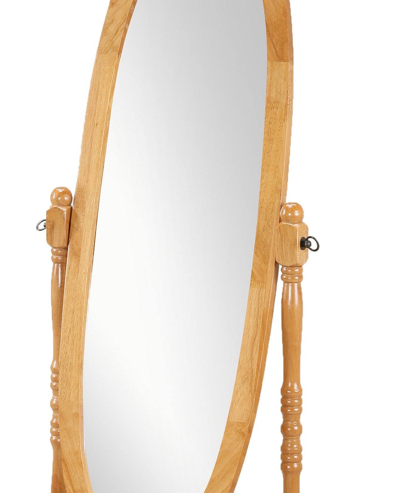 Alt View 1. BreeBe - Traditional Queen Anna Style Wood Floor Cheval Mirror, Oak Finish - Oak.