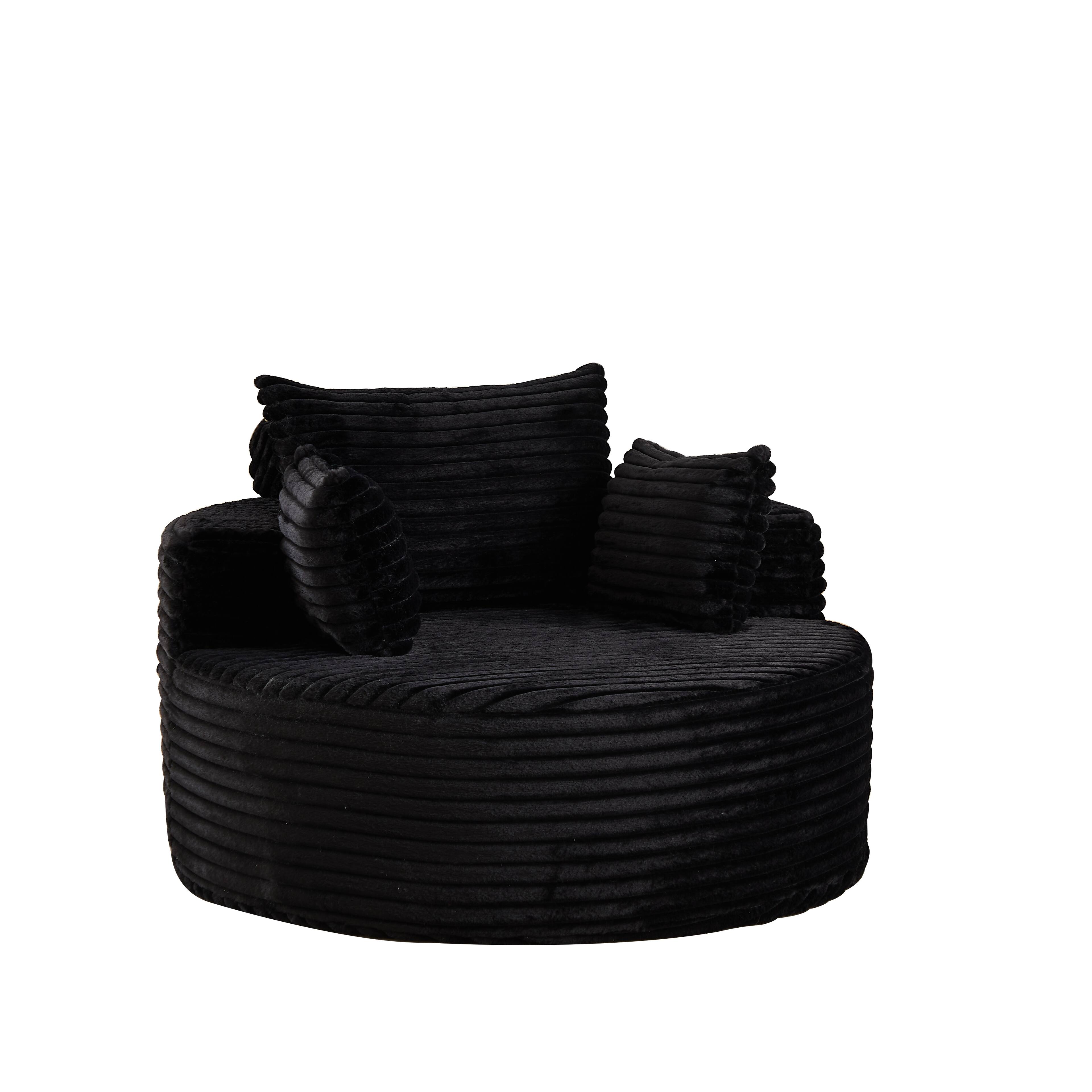 Alt View 2. COWLOWN - 50 Inch Fluffy Corduroy Sleeper Chair No Assembly Sofa Bed for Multi Room Use Black - Black.