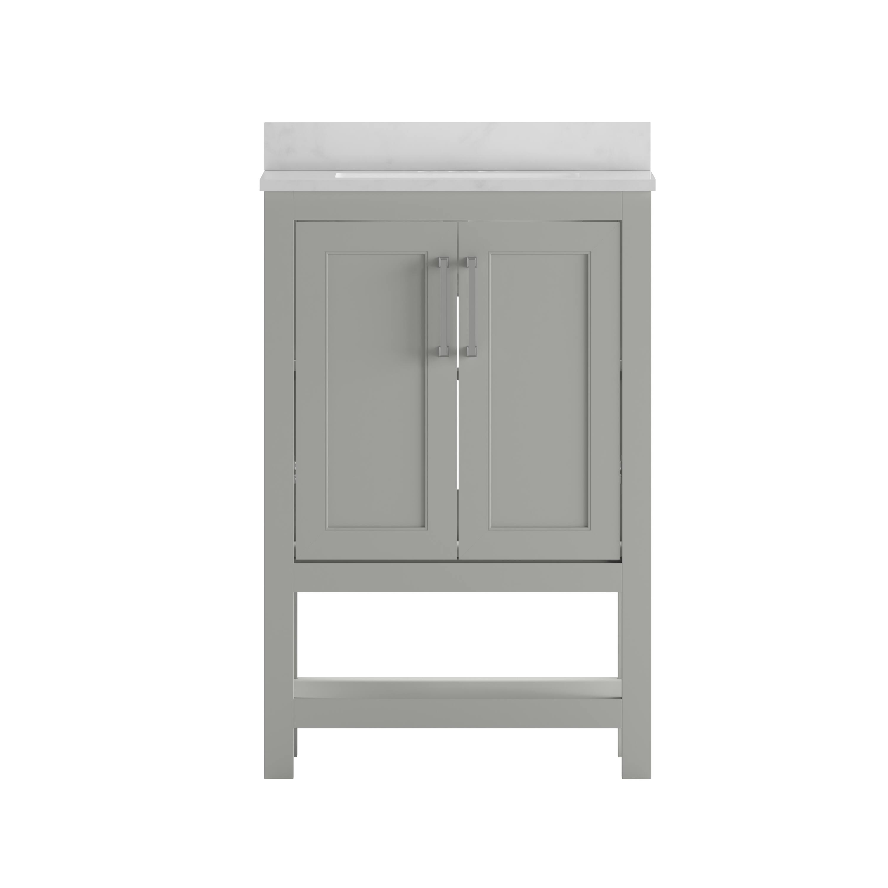Alt View 9. Emma + Oliver - Vesta Bathroom Vanity, Single Sink Cabinet with 2 Soft Close Doors and Open Shelf, Carrara Marble Finish Countertop - Gray.