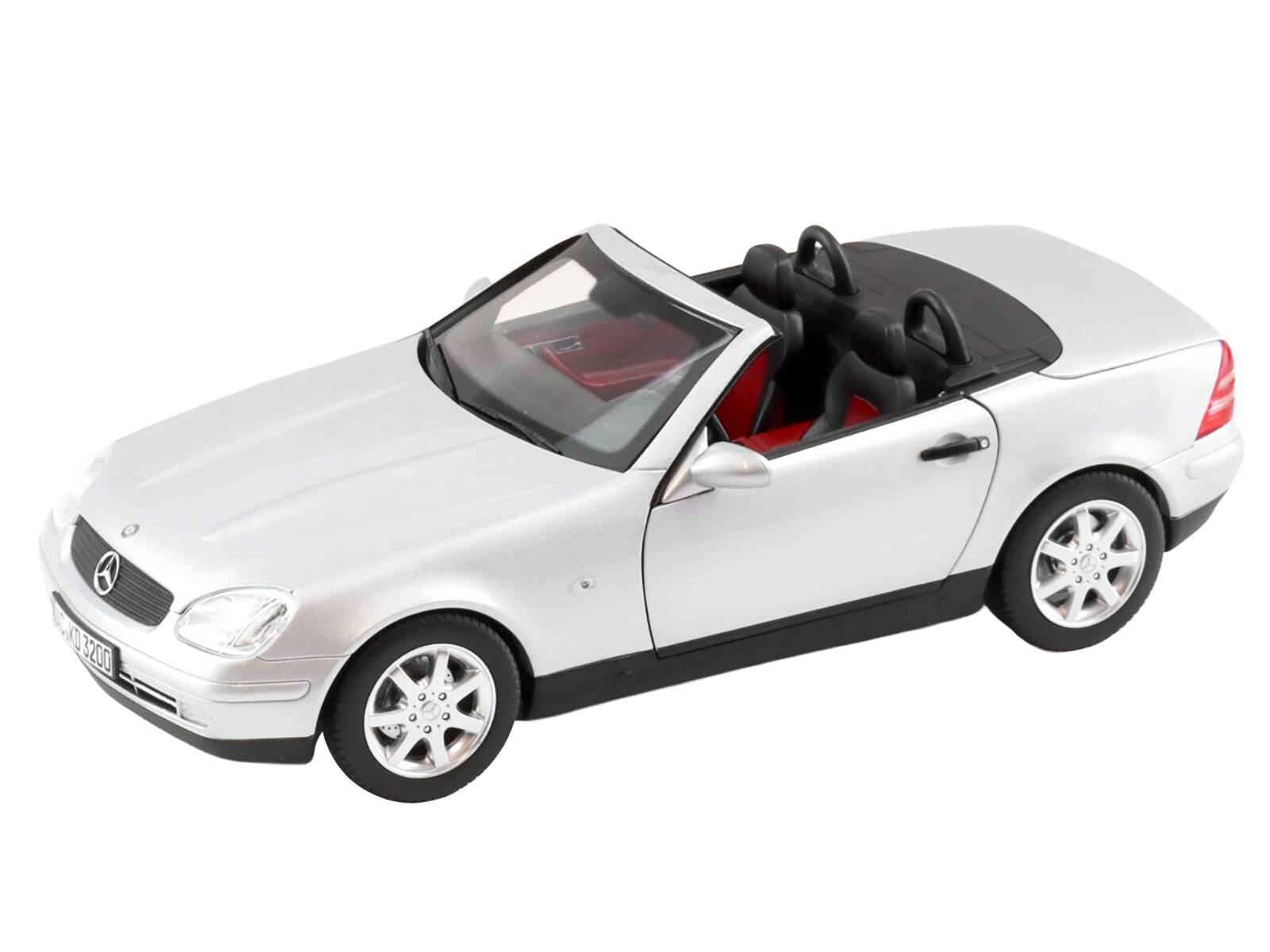 Alt View 5. Norev - 1996 Mercedes-Benz SLK Convertible Brilliant Silver Metallic 1/18 Diecast Model Car by Norev.