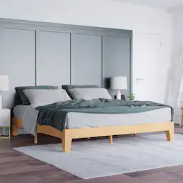 Emma + Oliver - Avila Wooden Platform Bed with Wooden Support Slats; No Box Spring or Foundation Required - Natural