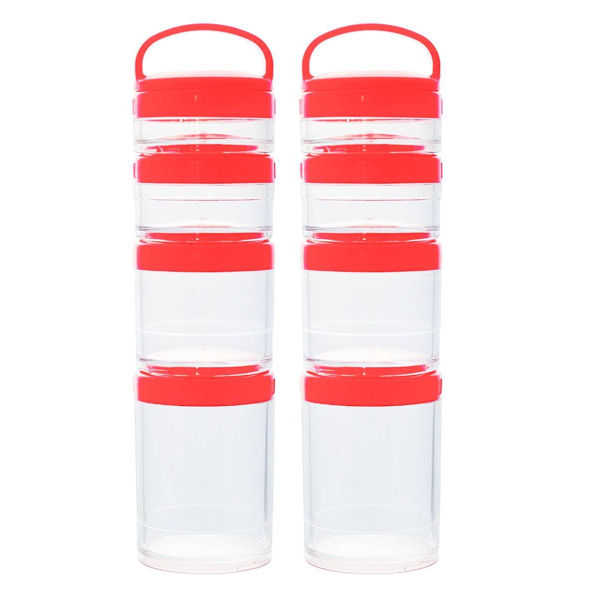 Front. Link - Link Portable Stackable Leak-Proof Food Storage Containers for Snacks, Formula, Powders - 2 Set Red - Red.