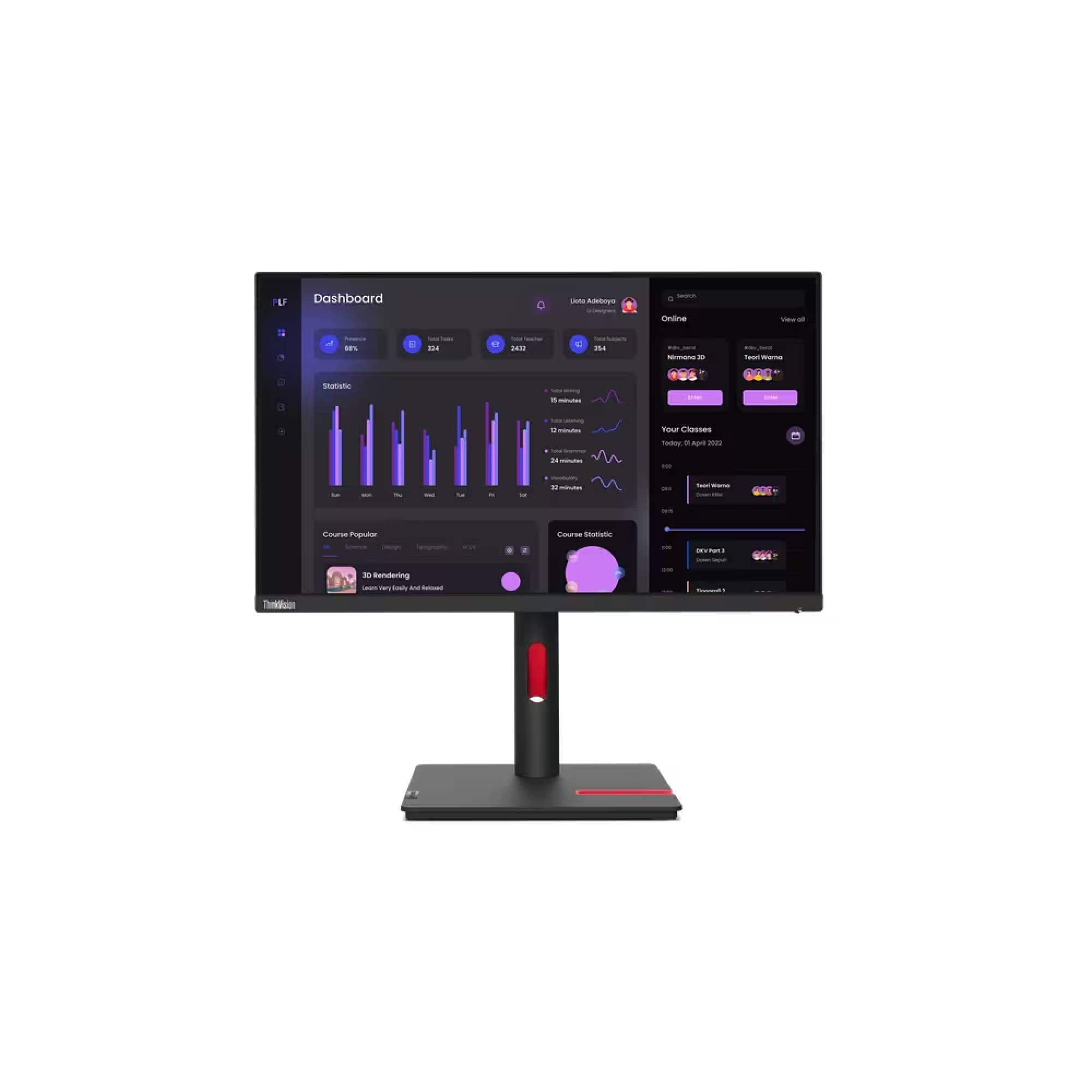 Lenovo - Thinkvision T24I-30 23.8" PC Monitor 1xHDMI 1xVGA 5xUSB 250nit 60Hz 4ms - Black