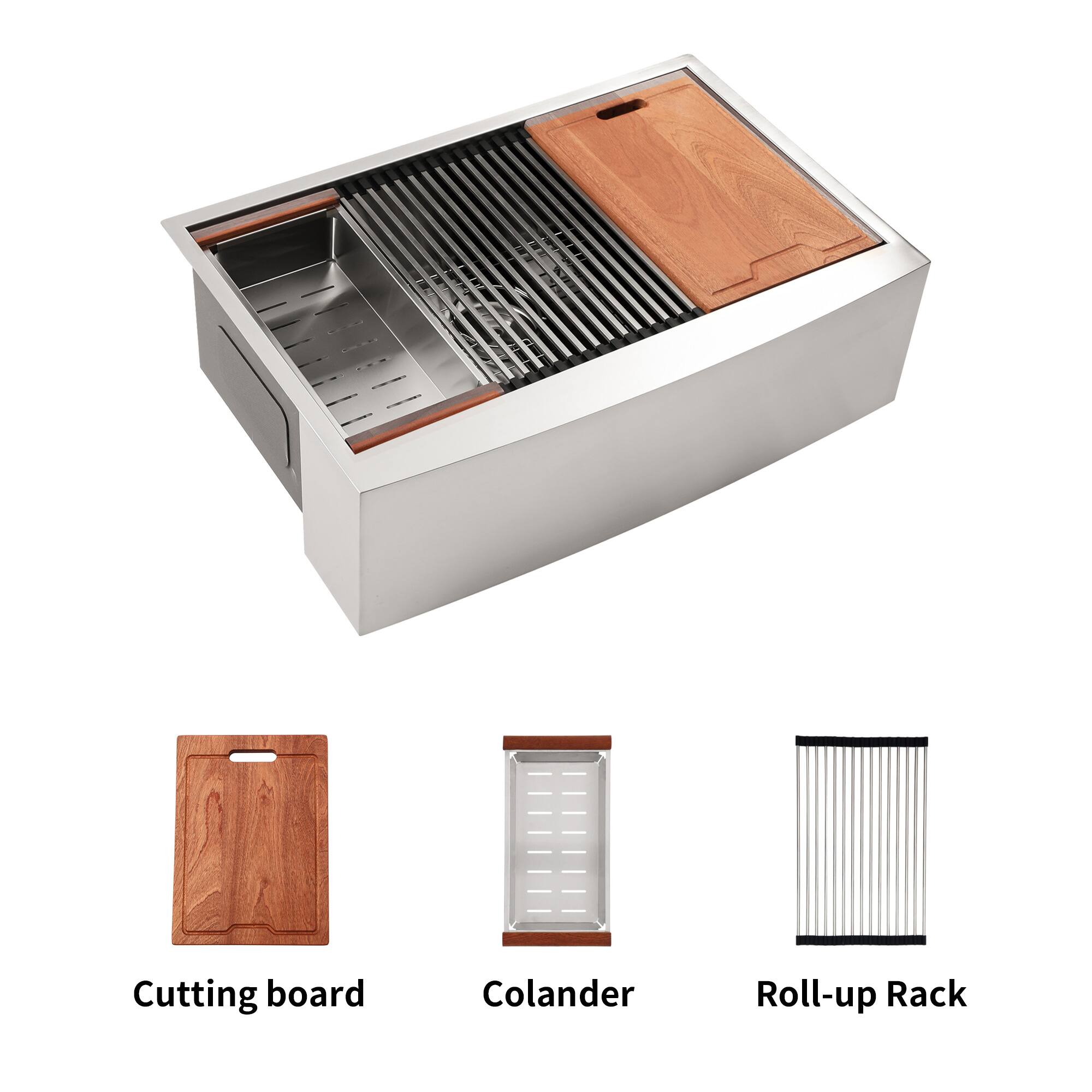 Cutting board  
Colander  
Roll-up Rack