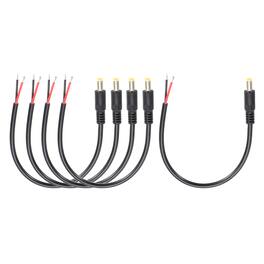 Unique Bargains - 5pcs DC Power Pigtails Cable, 5.5x2.5mm Male to Bare Wire, 25cm, for PC, Laptop, Toys, Cellphone, Electronic Device - Black