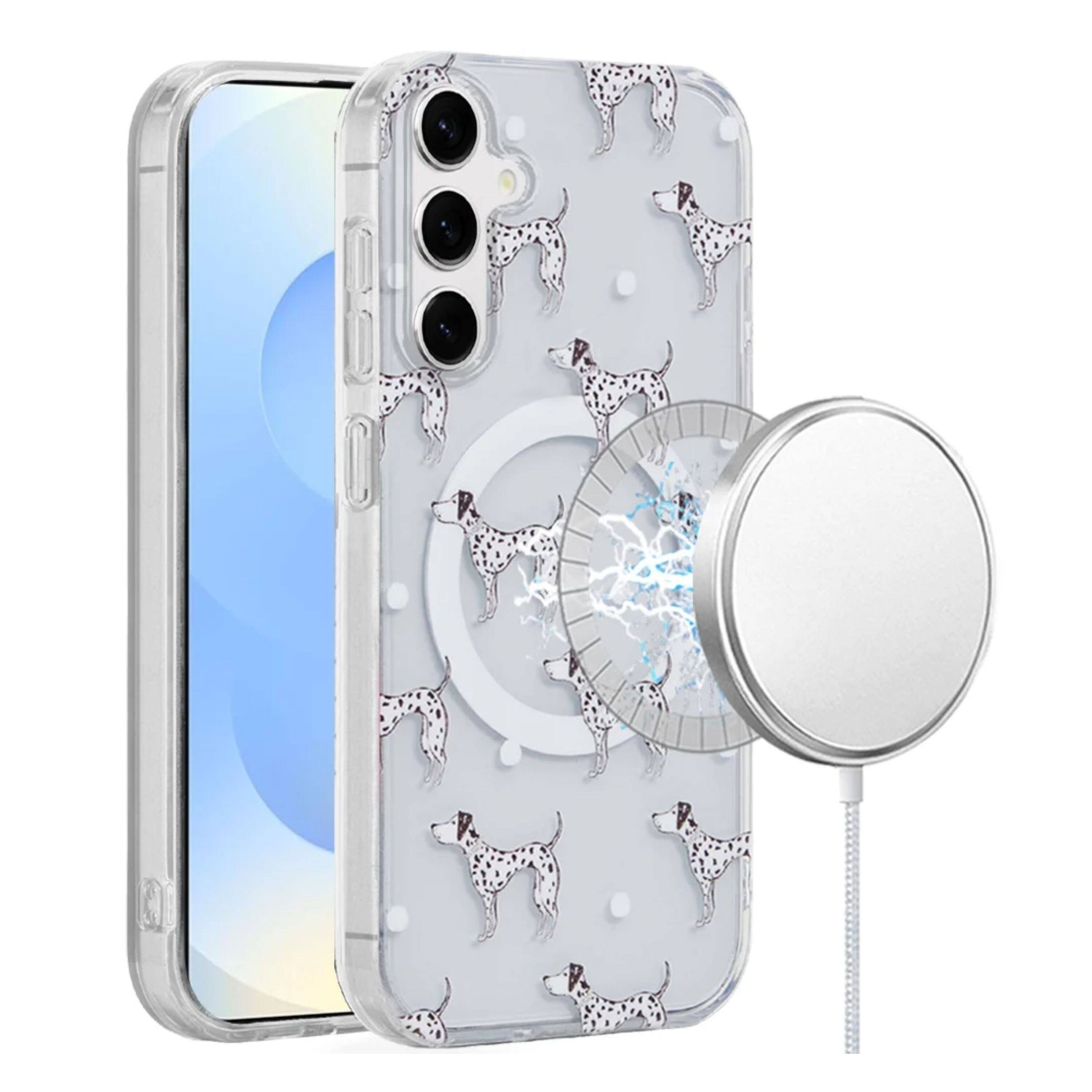 Left. Kitcheniva - Dual Layer TPU Design Case With Magnetic Circle Tempered Glass For Samsung Galaxy S25+/S24+ Dogs - Multicolor.